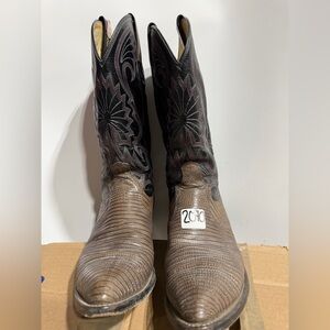 #2090-Dan Post Black and Brown Western Boots